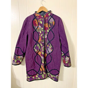 Koos of Course Reversible Jacket Asian Inspired Purple Floral Size Small Artsy